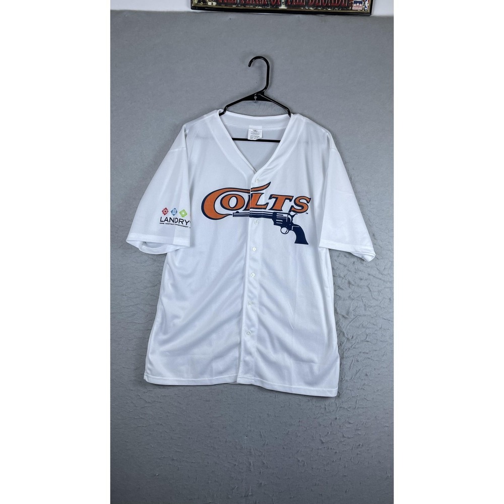 Associated Premium Jersey Mens XL White Colts Button Front Baseball Top Mesh‎